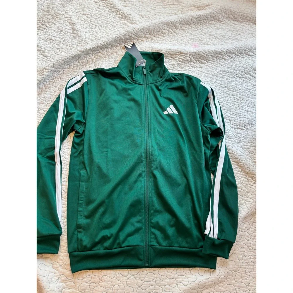 Adidas Mens Essentials 3-Stripes Track Jacket Green Size Small
